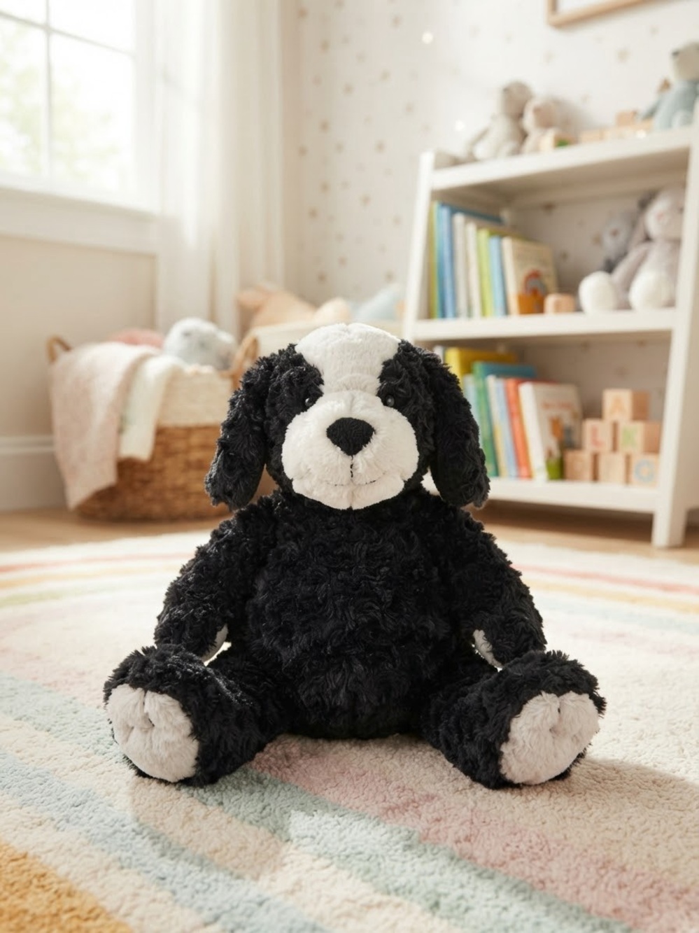 Steven Smith Stuffed Animals Black White Puppy Dog Plush Stuffed Animal Toy 11"